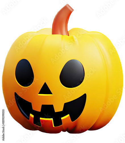 Minimalist Halloween composition with a pumpkin on a clean white background.