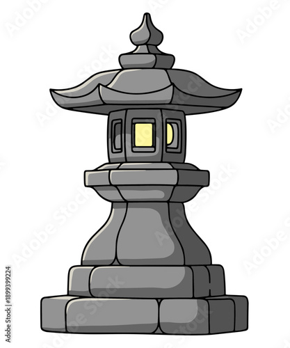 Traditional Japanese Stone Lantern Illustration