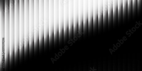 Reeded glass with black and white gradient. Ribbed glass background with refraction effect. Abstract vector background