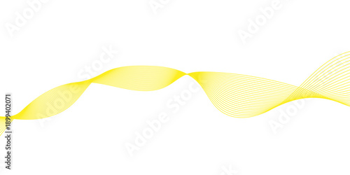 Abstract vector illustration featuring a yellow ribbon design with curved lines and a gold wave pattern on a white backdrop for a professional business card or web banner template