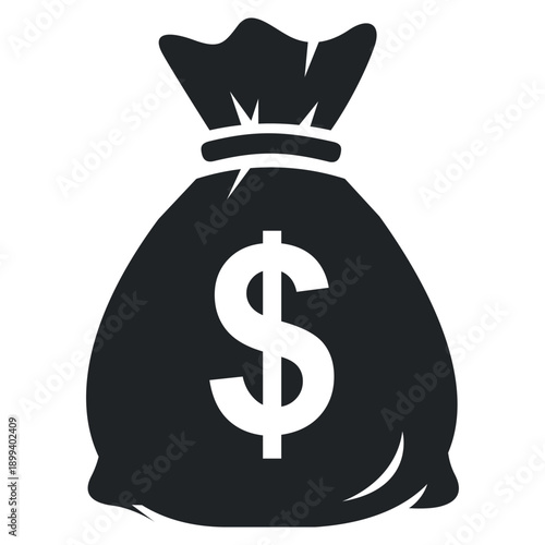 Stunning black money bag icon with dollar sign for finance and business concepts