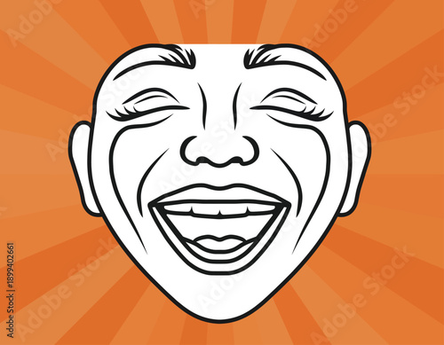 Man laughing with eyes closed and tears of joy.