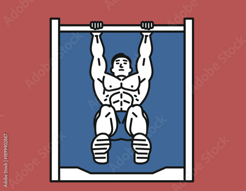 Man performing a pull-up exercise on a horizontal bar.