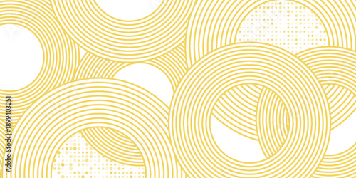 doodle banner with dots yellow ramen pattern on white background. wave abstract pattern.