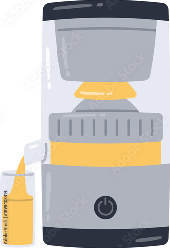 Illustration of Juicer with Pouring Beverage