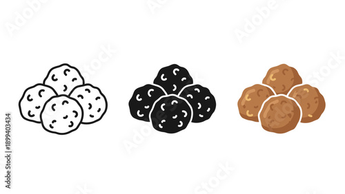 A group of chocolate chip cookies in different colors Vector