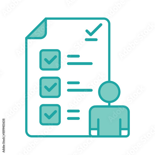 Person completing a checklist or survey document with all items marked as done, representing task completion or successful application.