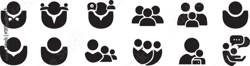 Diverse Group People Icons Set, Business Team, Social Network Community, User Profile