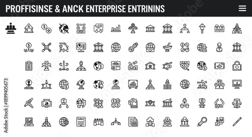 Business Icon Set: Finance, Technology, Social Media & Management Icons