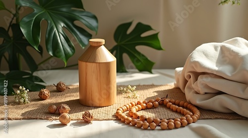 Wallpaper Mural Botanical Heritage: A conceptual shot featuring Monstera leaves and dried botanicals in soft light. Torontodigital.ca