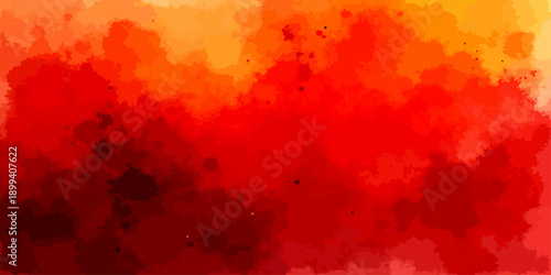 Vector Fiery abstract watercolor background showcasing vibrant red, orange, yellow hues merging gracefully. Expressing raw emotion and energy. 