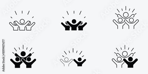 group happy people icon set, party friends, joy expression feeling, vector illustration on white background