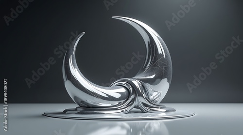 Wallpaper Mural Digital Gallium Sculpture: A high-detail 3D render of a deconstructed moon with geometric lines. Torontodigital.ca