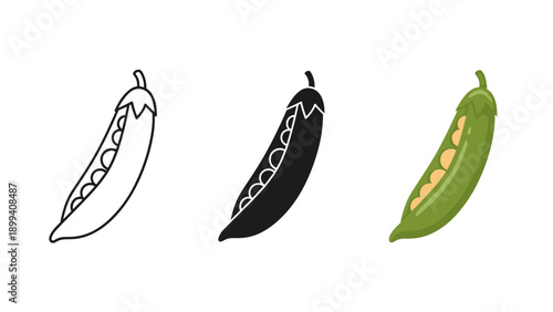 Illustration of three peas in a pod Vector