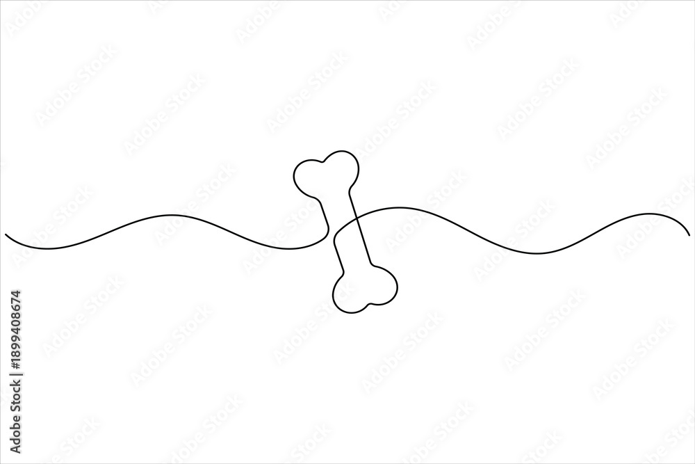 Obraz premium Dog bone continuous line art minimal design isolated on white background