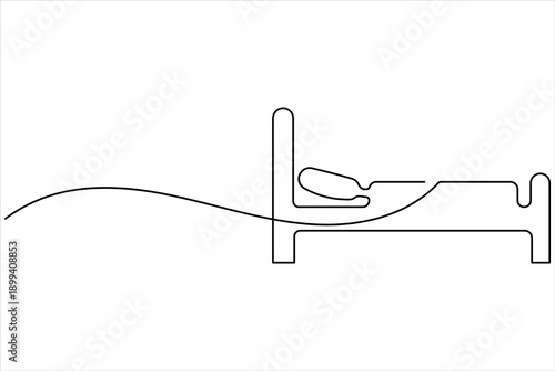 Bed continuous one line art simple minimalist vector drawing