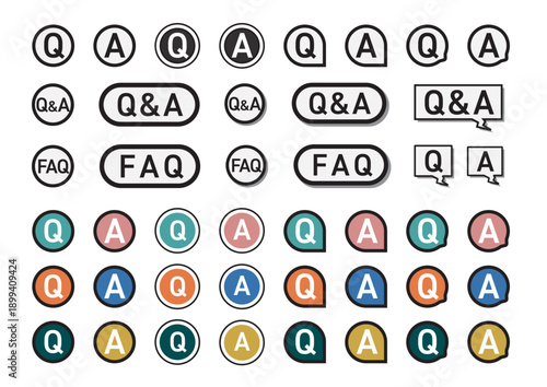 シンプルなQ&Aアイコンセット