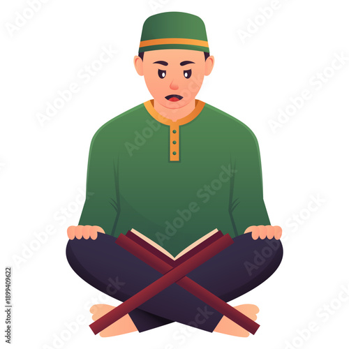 Reading Quran Illustration