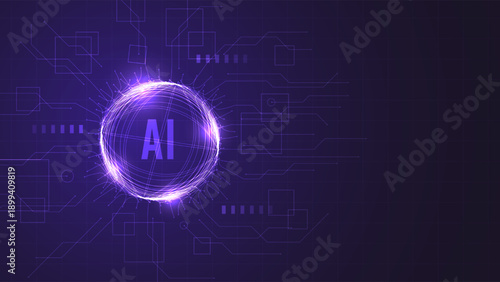 Artificial intelligence core network futuristic technology background