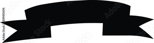Black ribbon banner shape isolated on white background, graphic design element for text, labels, and awards