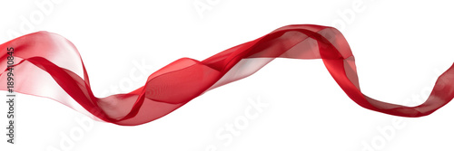 Red fabric, flowing cloth, wavy textile, sheer material, and dynamic movement captured in an elegant abstract design.