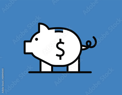 White Piggy Bank with Dollar Sign Illustration.