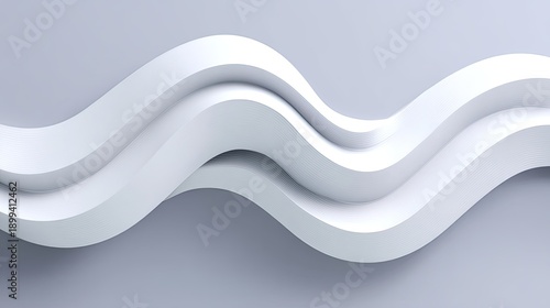 Curved Abstract White Waves on a Clean Gray Background, Perfect for Modern Design, Minimalist Style, and Contemporary Art Applications