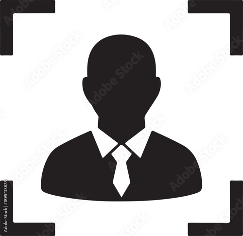 Silhouette icon of a person within a focus frame, representing user profile or identification