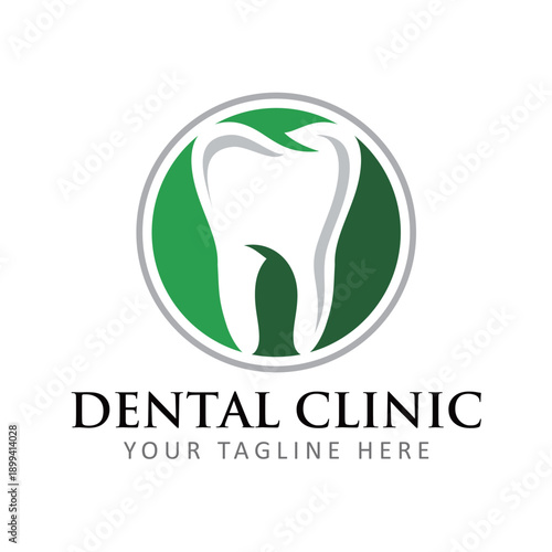 Modern dental logo vector featuring a clean tooth icon with smooth curves and minimalist style, representing oral care, dentistry, and professional dental services, isolated on white background.