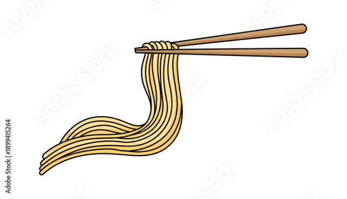 Chopsticks Holding Spiral Noodles Illustration