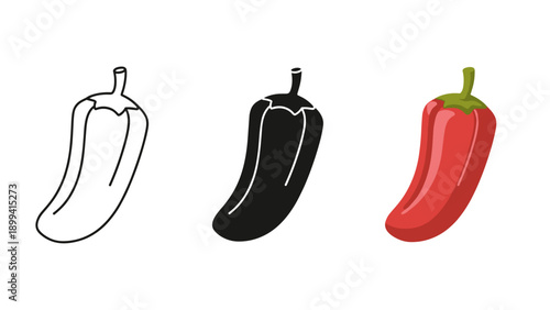 A black and white and colored pepper illustration Vector