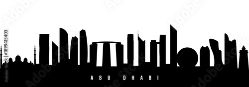 Vector silhouette illustration of Abu Dhabi city urban skyline. Modern minimalist cityscape graphic, perfect for travel, banners or backgrounds.