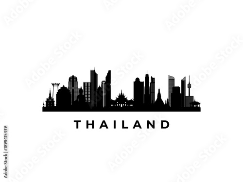 Vector Thailand skyline. Travel Thailand famous landmarks. Business and tourism concept for presentation, banner, web site.