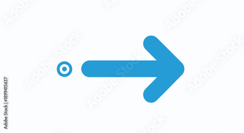 Blue vector arrow icon with circle, directional symbol, navigation sign, for website or app UI, overlay effect, isolated on transparent background, png