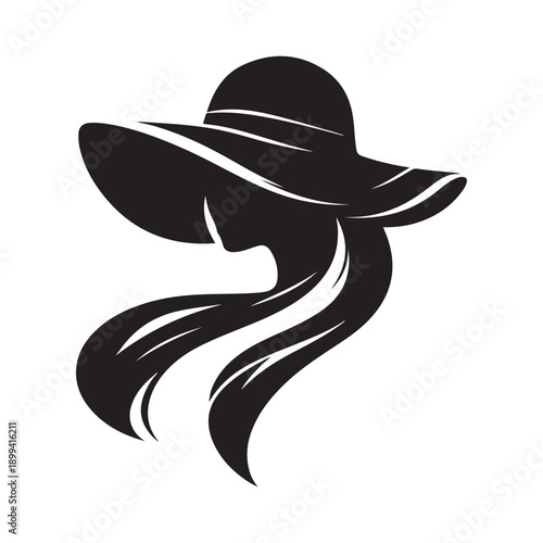 sun hat with scarf vector silhouette clip art logo design illustration. abstract sun hat icon collection

