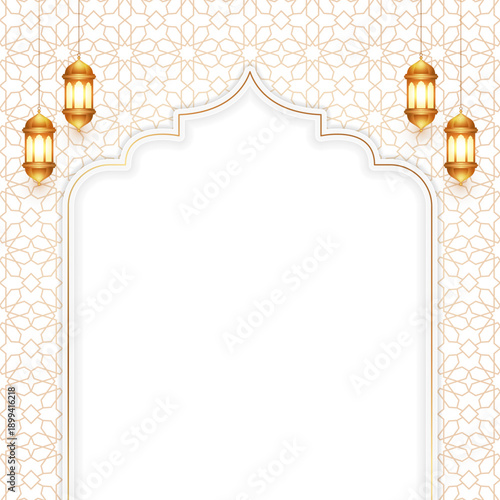 Luxury white Ramadan Kareem Background with pattern. Islamic background for festivals