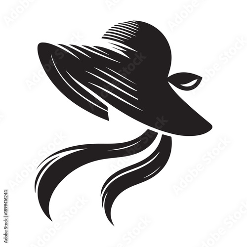 sun hat with scarf vector silhouette clip art logo design illustration. abstract sun hat icon collection
