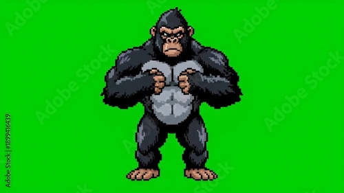 16-bit Animated Gorilla Dancing on Green Screen