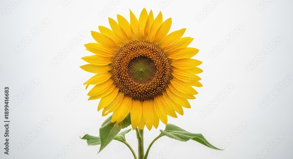 Fototapeta premium Bright Yellow Sunflower on White Background.