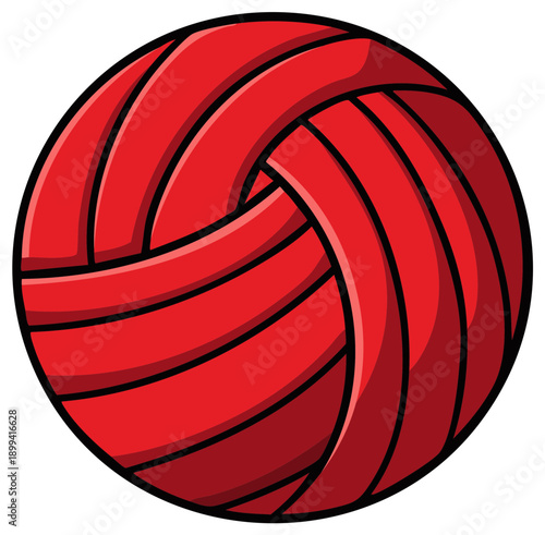 Illustration of a Red Volleyball Ball for Team Sports and Recreational Activity