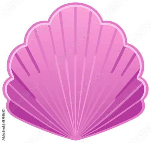 Vibrant pink scallop seashell illustration isolated graphic for mermaid and ocean fantasy themes