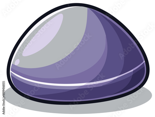 Glossy purple rounded abstract shape illustration smooth violet gemstone design element shiny button icon