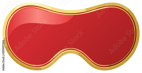 Red rounded shape with glossy gold border, abstract frame banner for a logo or message
