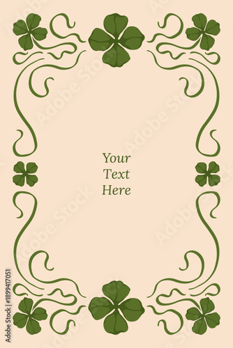 Clover Floral Invitation Frame Decorative Vector
