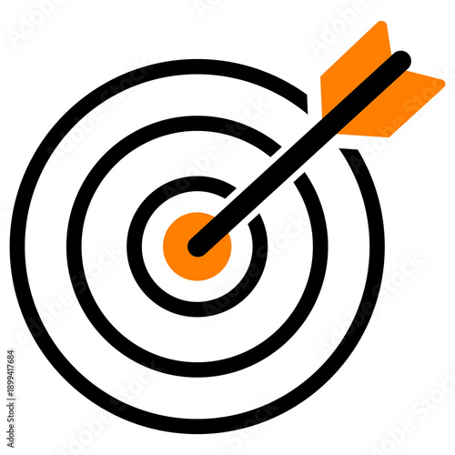 Target goal icon with arrow, business focus achievement symbol, success strategy vector
