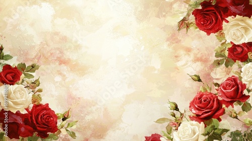Elegant Floral Background with Red and White Roses