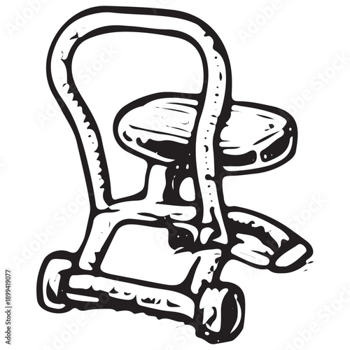 Hand Drawn Walker Frame Icon Vintage Mobility Training Aid Engraved Rehabilitation Illustration