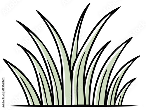 Simple vector illustration of a tuft of grass with a bold black outline.