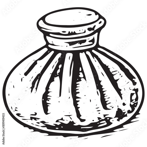 Hand Drawn Ice Therapy Bag Icon Vintage Cold Compress Rehabilitation Aid Engraved Illustration