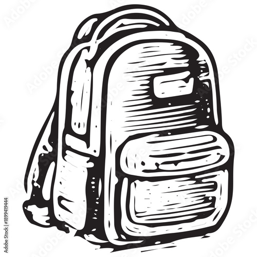 Hand Drawn Medical Backpack Icon Vintage Adaptive Mobility Support Bag Engraved Line Art Illustration